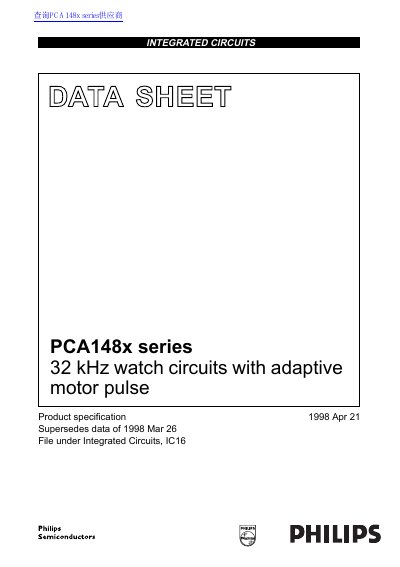 Philips PCA148x Series 32 kHz Watch Circuits Datasheet
