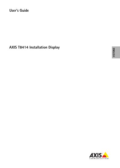 Axis T8414 Installation Display User Guide - cover page