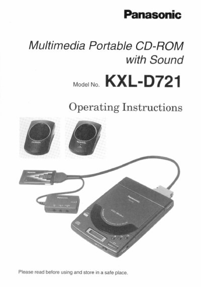 Panasonic KXL-D721 Multimedia Portable CD-ROM Operating Instructions - cover page