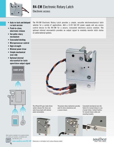 Southco R4-EM Electronic Rotary Latch Product Leaflet - cover page