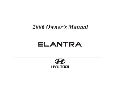 Hyundai Elantra Owner's Manual - cover page