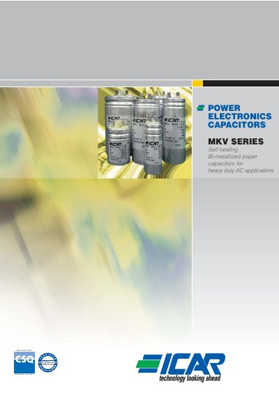 ICAR MKV Series Capacitors Technology Data Sheet - cover page