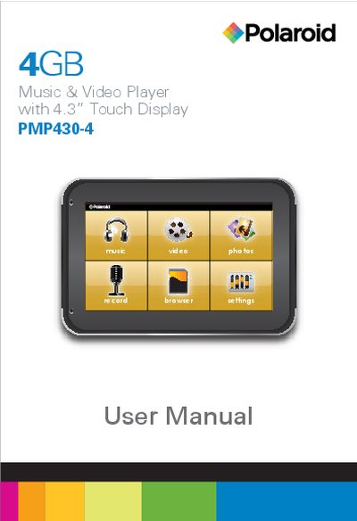 Polaroid PMP430-4 Music & Video Player User Manual - cover page