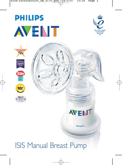 Philips 9208-ISIS Manual Breast Pump User Guide - cover page