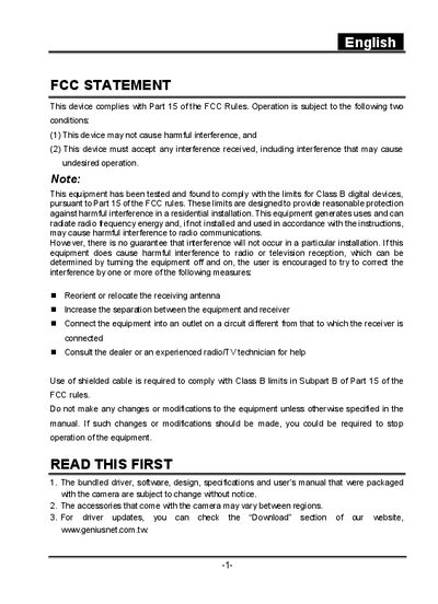 Genius Digital Camera User Manual - cover page