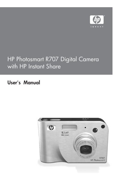 HP Photosmart R707 Digital Camera User Manual - cover page