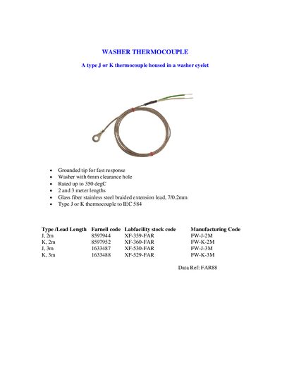 Labfacility Washer Thermocouple Product Leaflet - cover page