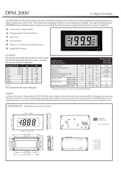 Lascar DPM 2000 3½ Digit LCD Module Datasheet - cover page
