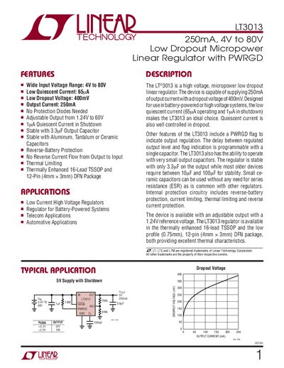 Linear Technology LT3013 Datasheet - cover page