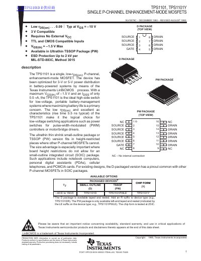 TEXAS INSTRUMENTS TPS1101 TPS1101Y handbook(1)