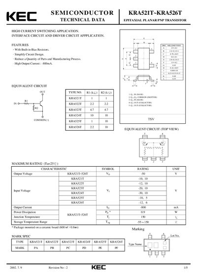 KEC KEA521T`KRA526T Data sheet - cover page