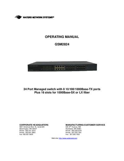 Waters Network Systems GSM-2824 Managed Switch Operating Manual