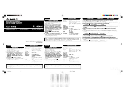 Sharp EL-330M Electronic Calculator User Manual - cover page