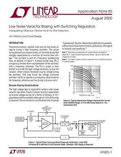 Linear Technology AN85-1 Low Noise Varactor Biasing Application Note - cover page
