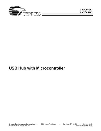 Cypress CY7C65013/CY7C65113 USB Hub with Microcontroller Handbook
