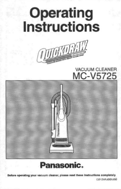 Panasonic MC-V5725 Vacuum Cleaner Operating Instructions - cover page