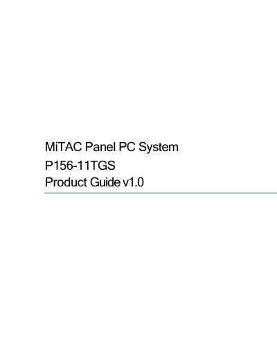 MiTAC P156-11TGS Panel PC Product Guide - cover page