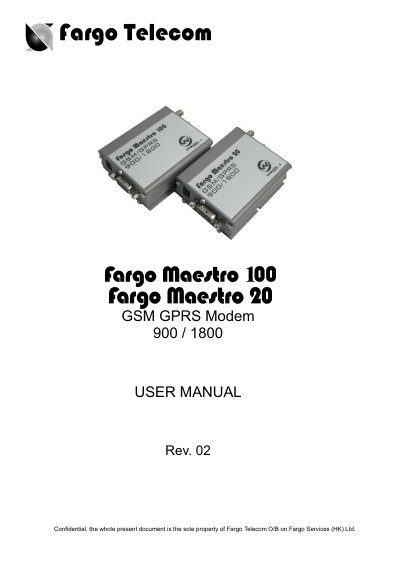 Fargo Telecom GSM GPRS Modem 900/1800 User Manual - cover page