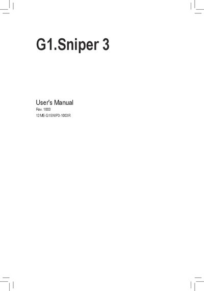 Gigabyte G1 Sniper 3 Motherboard User Manual - cover page