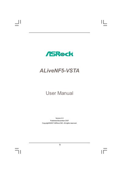 ASRock ALiveNF5-VSTA User Manual - cover page