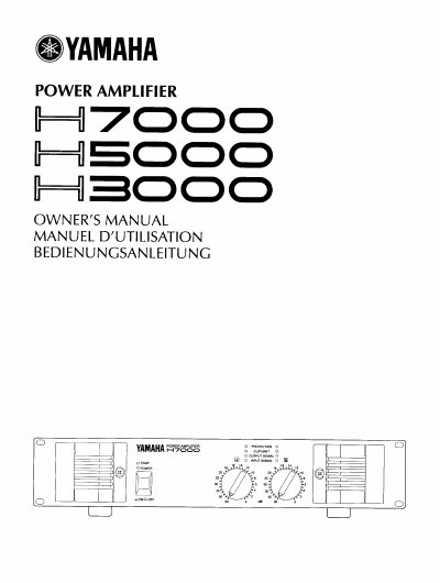 Yamaha H7000/5000/3000 Series Power Amplifier Owner's Manual - cover page