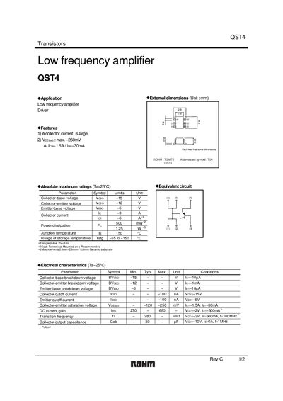 ROHM QST4 Transistor Datasheet - cover page
