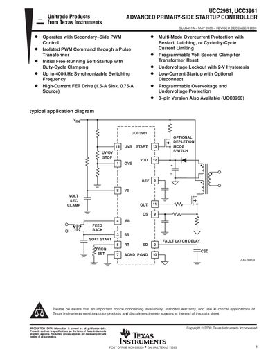 Texas Instruments UCC2961 Datasheet - cover page
