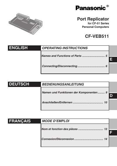 Panasonic CF-VEB511 Port Replicator Operating Instructions - cover page