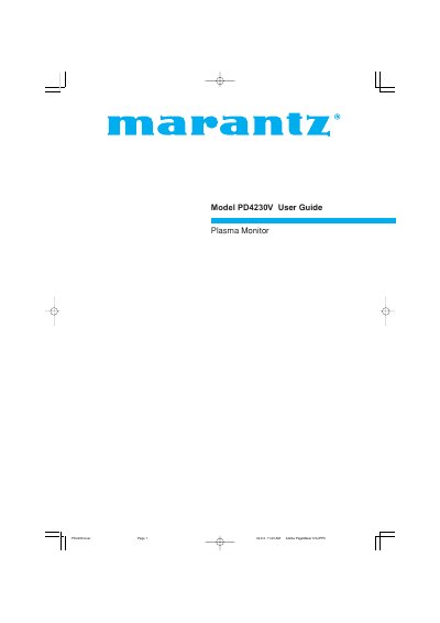 EPC PD4230V Plasma Monitor User Guide - cover page
