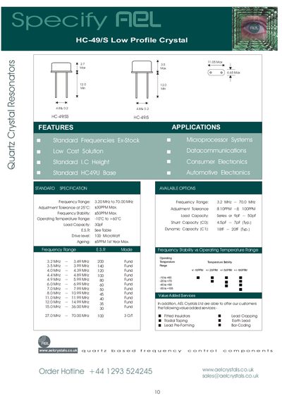 AEL HC-49/S Low Profile Crystal Handbook