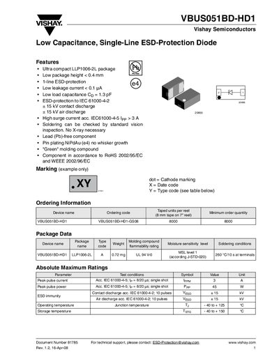 Vishay VBUS051BD-HD1 Datasheet - cover page