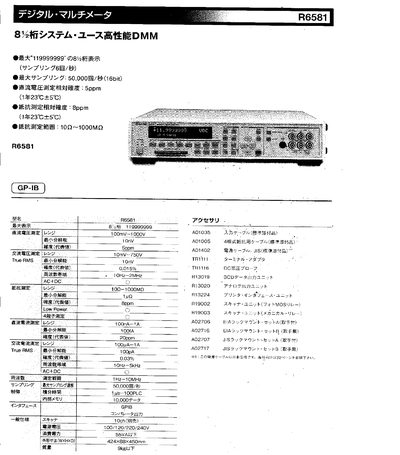 R6581 Digital Multimeter Specifications Manual - cover page