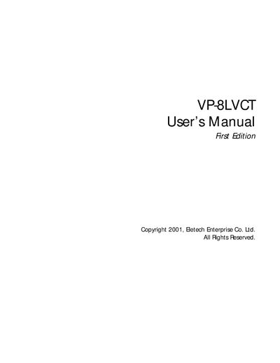 Eletech VP-8LVCT Voice Processing Board User Manual