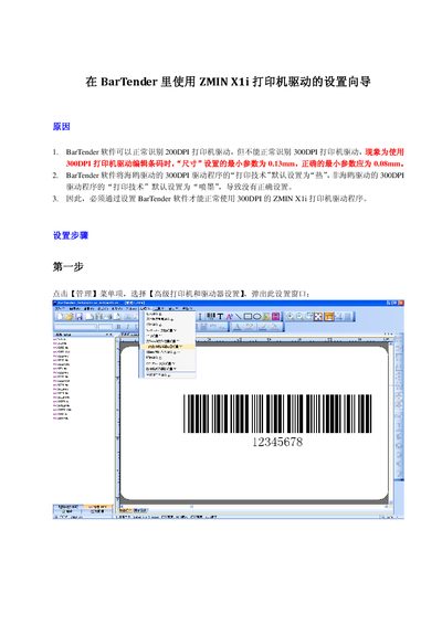 BarTender ZMIN X1i Printer Driver User Guide