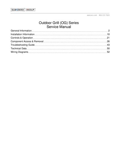 Wolf Outdoor Grill (OG) Series Service Manual