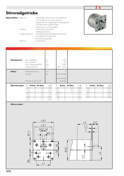 GEFEG-NECKAR Z 6 Worm Gearbox Technology Data - cover page