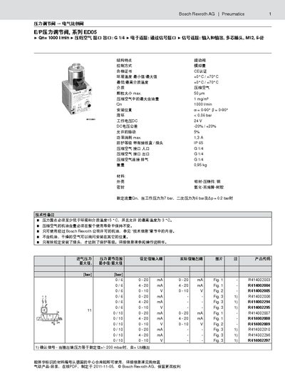 Bosch Rexroth ED05 E/P Pressure Regulator Valve Manual - cover page