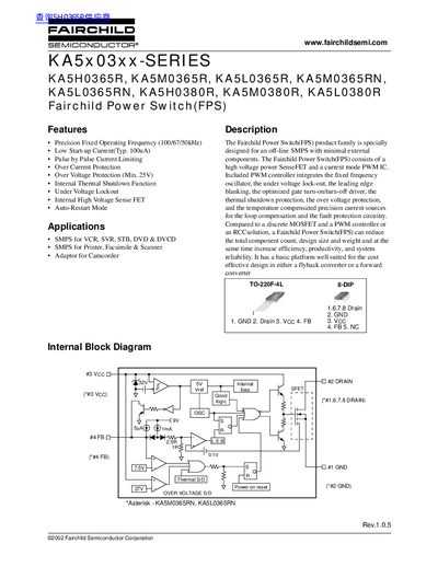 Fairchild KA5x03xx Series Power Switch Handbook - cover page