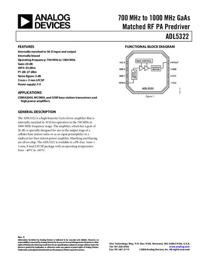 Analog Devices ADL5322 Datasheet - cover page