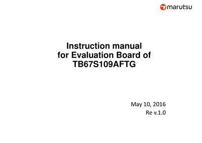 Toshiba TB67S109AFTG Evaluation Board User Manual - cover page