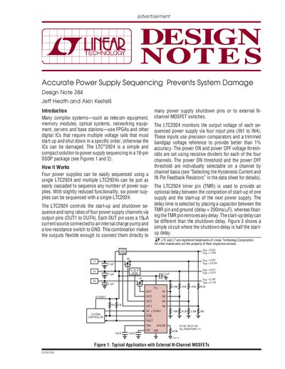 LINEAR Accurate Power Supply Sequencing Prevents System Damage Design Note 384 Jeff Heath Akin Kestelli - cover page