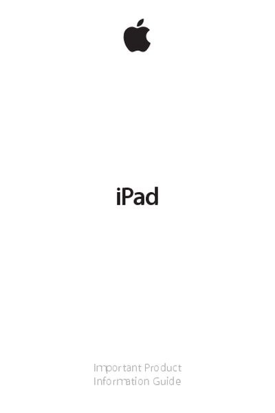 Apple iPad Important Product Information Guide - cover page
