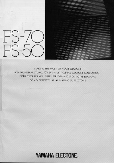 Yamaha FS-70/50 Electone Owner's Manual - cover page
