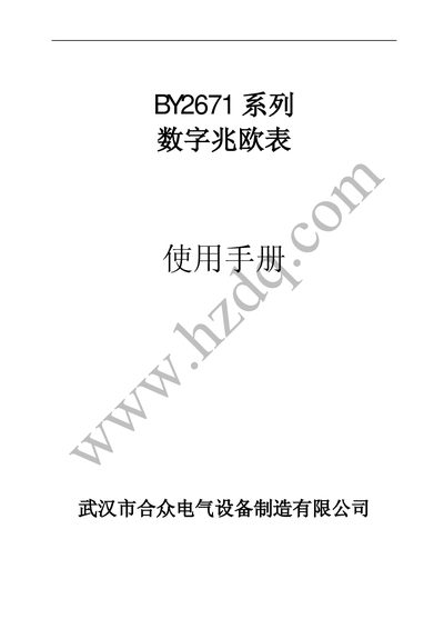 Hezhong Electric BY2671 Series Digital Megohmmeter User Manual - cover page