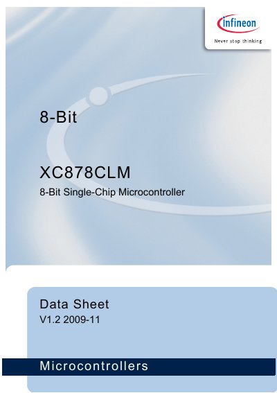 Infineon XC878CLM 8-Bit Single-Chip Microcontroller Datasheet - cover page