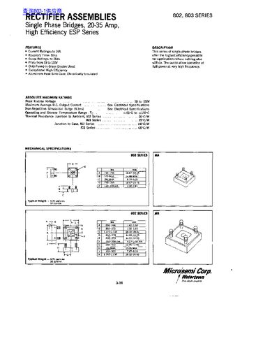 Microsemi 802 803 SERIES handbook - cover page
