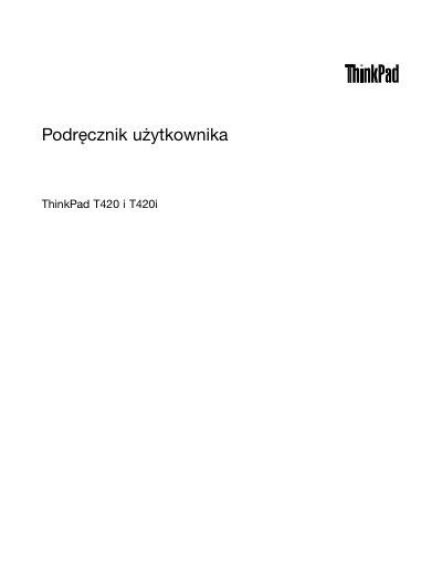 Lenovo ThinkPad T420/T420i User Manual - cover page