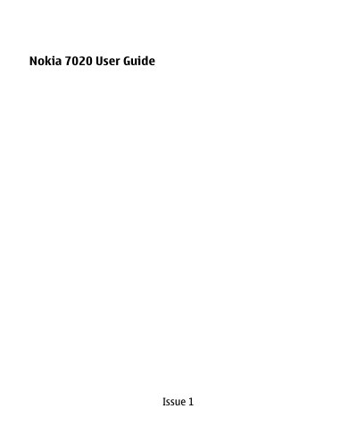 Nokia 7020 User Guide - cover page