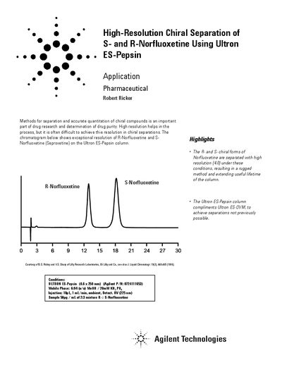 Agilent Ultron ES-Pepsin Chiral Separation Application Note - cover page