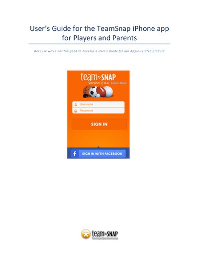 TeamSnap iPhone App User Guide - cover page